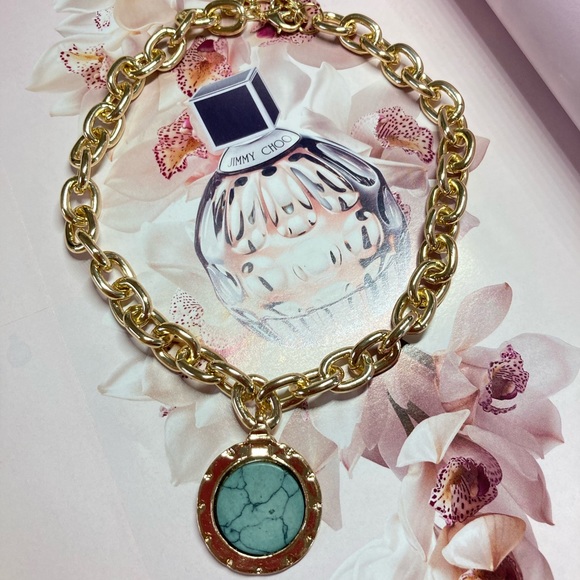 Gold Fashion Chunky Pendant Necklace Statement - Picture 5 of 5